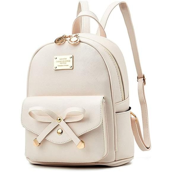 Girls Bowknot Cute Leather Backpack Mini Backpack Purse for Women